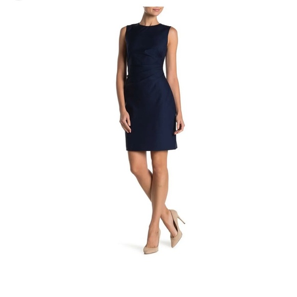Theory Dresses & Skirts - NWT Theory Sleeveless Front Ruching Sheath Dress, Sea Blue